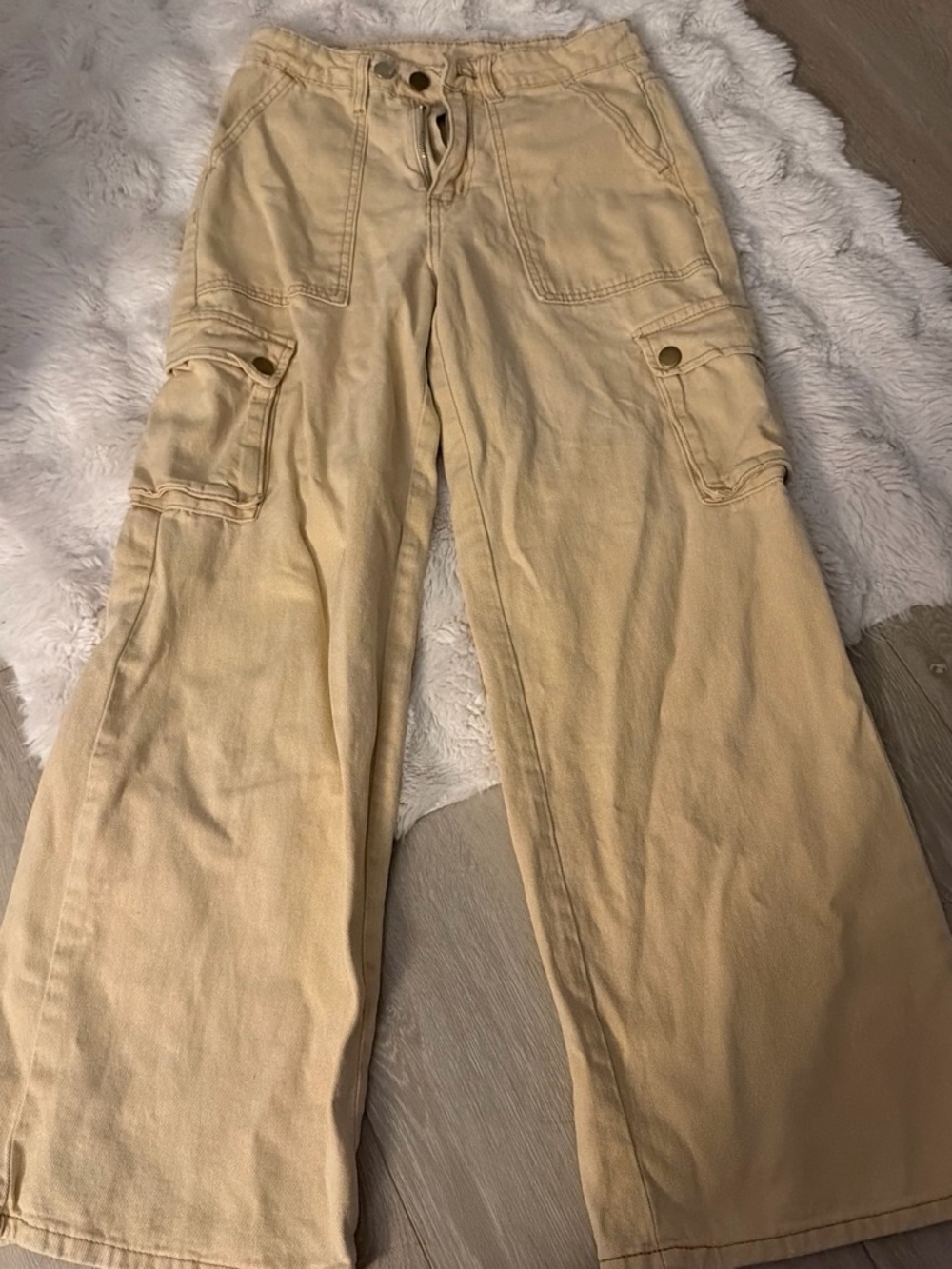 Men's Beige Cargo Jean Pants